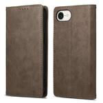 For iPhone SE 2024 Business Solid Color Magnetic RFID Leather Phone Case(Brown)