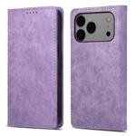 For iPhone 17 Pro Max Business Solid Color Magnetic RFID Leather Phone Case(Purple)