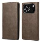 For iPhone 17 Pro Business Solid Color Magnetic RFID Leather Phone Case(Brown)