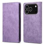 For iPhone 17 Pro Business Solid Color Magnetic RFID Leather Phone Case(Purple)