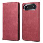 For iPhone 17 Air Business Solid Color Magnetic RFID Leather Phone Case(Red)