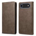 For iPhone 17 Air Business Solid Color Magnetic RFID Leather Phone Case(Brown)