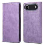 For iPhone 17 Air Business Solid Color Magnetic RFID Leather Phone Case(Purple)