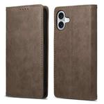 For iPhone 17 Business Solid Color Magnetic RFID Leather Phone Case(Brown)