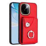 For vivo Y200 Organ Card Bag Ring Holder Phone Case(Red)