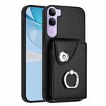 For vivo V40 Lite 5G IDN Organ Card Bag Ring Holder Phone Case(Black)