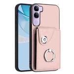 For vivo V40 Lite 5G IDN Organ Card Bag Ring Holder Phone Case(Pink)