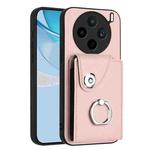 For vivo X200s Organ Card Bag Ring Holder Phone Case(Pink)