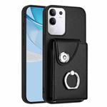 For vivo Y29 4G / T4x / Y300t / iQOO Z10x Organ Card Bag Ring Holder Phone Case(Black)