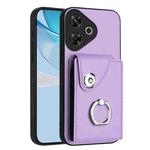 For Redmi Note 13R Organ Card Bag Ring Holder Phone Case(Purple)