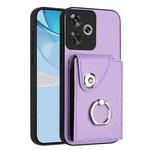 For Redmi Turbo 3 Organ Card Bag Ring Holder Phone Case(Purple)