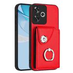 For Redmi Turbo 3 Organ Card Bag Ring Holder Phone Case(Red)