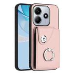 For Redmi Note 14 5G Global Organ Card Bag Ring Holder Phone Case(Pink)