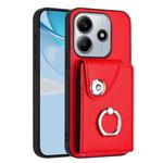 For Redmi Note 14 5G Global Organ Card Bag Ring Holder Phone Case(Red)