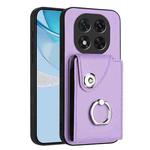 For Redmi Note 14 Pro 5G Global Organ Card Bag Ring Holder Phone Case(Purple)