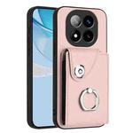 For Redmi Note 14 Pro+ 5G Global Organ Card Bag Ring Holder Phone Case(Pink)