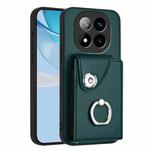 For Redmi Note 14 Pro+ 5G Global Organ Card Bag Ring Holder Phone Case(Green)