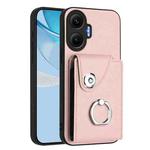 For Redmi Turbo 4 Pro / Poco F7 Organ Card Bag Ring Holder Phone Case(Pink)