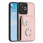 For Xiaomi Poco F6 5G India Organ Card Bag Ring Holder Phone Case(Pink)