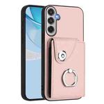 For Samsung Galaxy M35 5G Organ Card Bag Ring Holder Phone Case(Pink)