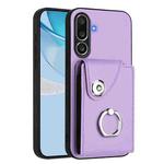 For Samsung Galaxy M56 5G Organ Card Bag Ring Holder Phone Case(Purple)