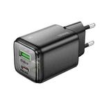 hoco N53 Monsoon Dual Port PD30W Type-C, QC3.0 USB Charger, EU Plug(Black)