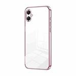 For Samsung Galaxy A07 Transparent Plating Fine Hole Phone Case(Pink)