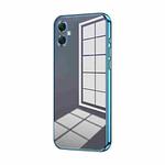 For Samsung Galaxy A07 Transparent Plating Fine Hole Phone Case(Blue)