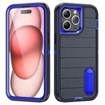 For iPhone 15 Pro Defender Gen2 Rugged PC + Silicone Phone Case with Holder(Dark Blue)