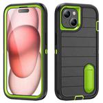 For iPhone 15 Plus Defender Gen2 Rugged PC + Silicone Phone Case with Holder(Black+Green)