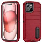 For iPhone 15 Plus Defender Gen2 Rugged PC + Silicone Phone Case with Holder(Red+Black)