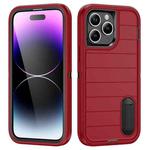 For iPhone 14 Pro Max Defender Gen2 Rugged PC + Silicone Phone Case with Holder(Red+Black)