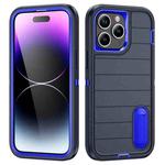 For iPhone 14 Pro Max Defender Gen2 Rugged PC + Silicone Phone Case with Holder(Dark Blue)