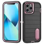 For iPhone 13 Pro Max Defender Gen2 Rugged PC + Silicone Phone Case with Holder(Black+Light Pink)