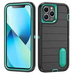 For iPhone 13 Pro Defender Gen2 Rugged PC + Silicone Phone Case with Holder(Black+Cyan)