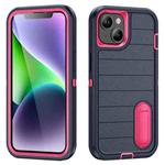 For iPhone 13 Defender Gen2 Rugged PC + Silicone Phone Case with Holder(Dark Blue+Pink)