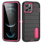 For iPhone 12 Pro Max Defender Gen2 Rugged PC + Silicone Phone Case with Holder(Black+Pink)