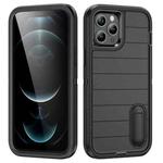 For iPhone 12 Pro Max Defender Gen2 Rugged PC + Silicone Phone Case with Holder(Black)