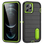 For iPhone 12 Pro Max Defender Gen2 Rugged PC + Silicone Phone Case with Holder(Black+Green)