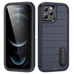 For iPhone 12 Pro Max Defender Gen2 Rugged PC + Silicone Phone Case with Holder(Dark Blue+Black)