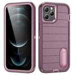 For iPhone 12 Pro Max Defender Gen2 Rugged PC + Silicone Phone Case with Holder(Purple+Light Pink)