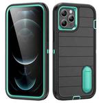 For iPhone 12 Pro Defender Gen2 Rugged PC + Silicone Phone Case with Holder(Black+Cyan)