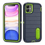 For iPhone 12 Defender Gen2 Rugged PC + Silicone Phone Case with Holder(Dark Blue+Green)