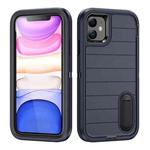 For iPhone 11 Defender Gen2 Rugged PC + Silicone Phone Case with Holder(Dark Blue+Black)