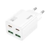 hoco N56 Fundador 4-port PD30W Type-Cx2, USBx2 Charger, EU Plug(White)