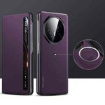 For Honor Magic V3 SULADA Kevlar 600D Texture Smart Window Leather Phone Case(Purple)