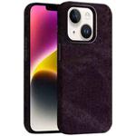 For iPhone 14 Skin Feel Denim Leather MagSafe Phone Case(Eggplant Purple)