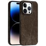 For iPhone 14 Pro Skin Feel Denim Leather MagSafe Phone Case(Light Coffee)