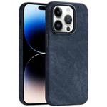 For iPhone 14 Pro Max Skin Feel Denim Leather MagSafe Phone Case(Dark Blue)