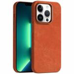 For iPhone 13 Pro Skin Feel Denim Leather MagSafe Phone Case(Orange)